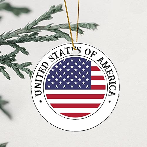 United States of America Flag Christmas Hanging Ornaments Ceramic Ornament 8,1 cm Double-Sided Bright Christmas Ornaments Birthday Gifts for Friend Female Friendship Gifts von Y23YUGAA