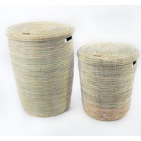 Yaadu Mazama-Set Wäschekorb Mit Flachem Deckel + Aufbewahrungskorb | Weiß von YAADU