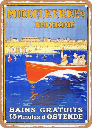 Blechschilder 1923 Middelkerke Belgium free baths Vintage Ad sprüchen wandkunst home deko von YAASIMOULE