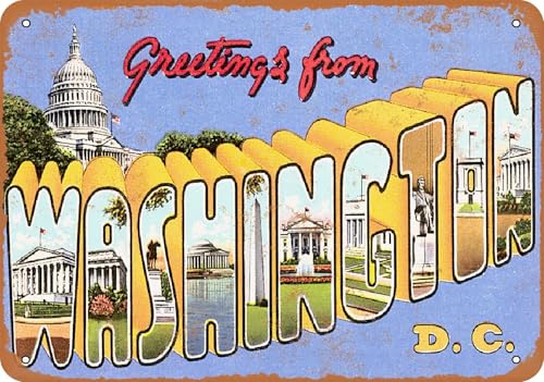 Blechschilder Greetings From Washington DC - Vintage Look sprüchen wandkunst home deko von YAASIMOULE