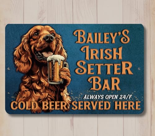 Blechschilder Irish Setter Custom Sign Personalized Bar Man Cave red dog metal tin wall art sprüchen wandkunst home deko von YAASIMOULE