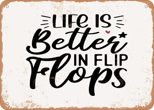 Blechschilder Life is Better In Flip Flops - 4 - Vintage Look Sign sprüchen wandkunst home deko von YAASIMOULE