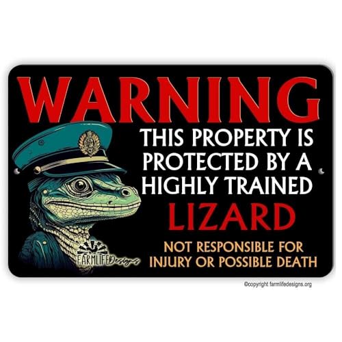 Blechschilder Property Protected by a Highly Trained LIZARD warning security guard sign 12"x8" sprüchen wandkunst home deko Blechschilder Property Protected by a Highly Trained LIZARD warning security guard sign 12"x8" sprüchen wandkunst home deko von YAASIMOULE