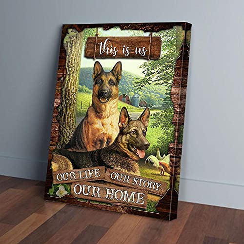 Das sind wir, unser Leben, unsere Geschichte, unser Zuhause, Deutsche Schäferhunde, Zuhause, Leinwanddrucke von YAASIMOULE