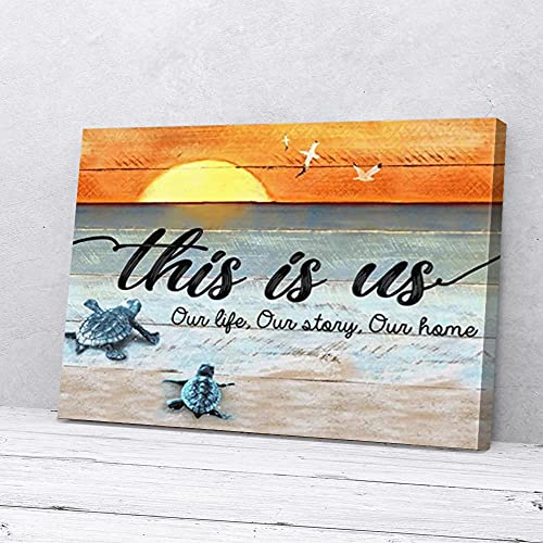 Das sind wir, unser Leben, unsere Geschichte, unser Zuhause, Schildkrötenmeer auf Leinwand im Sonnenuntergang Das sind wir, unser Leben, unsere Geschichte, unser Zuhause, Schildkrötenmeer auf Leinwand im Sonnenuntergang von YAASIMOULE