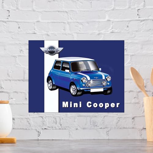 Mini Cooper Werbung Retro Metall Aluminium Schild, Neuheit Geschenk Bar Pub Garage von YAASIMOULE