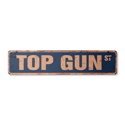 TOP GUN Vintage Straßenschild Metall Kunststoff Armee Marine Marines Jet Hubschrauber von YAASIMOULE