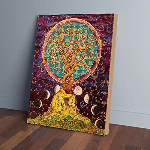 YAASIMOULE Baum des Lebens mit Mondphase Leinwanddrucke Wandkunst von YAASIMOULE