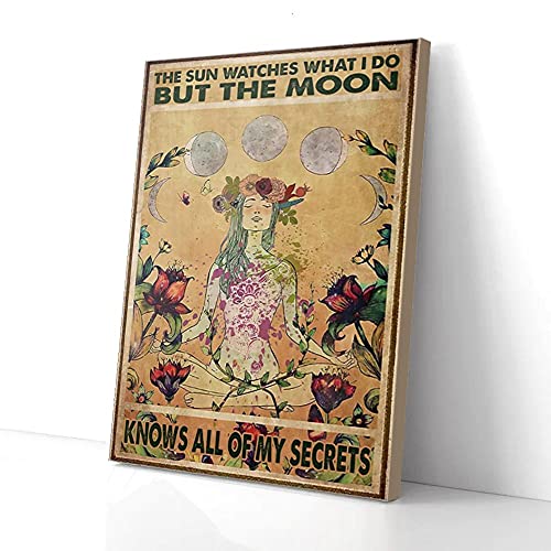 YAASIMOULE Der Mond kennt alle meine geheimen Mädchen Yoga Leinwanddrucke Wandkunst von YAASIMOULE