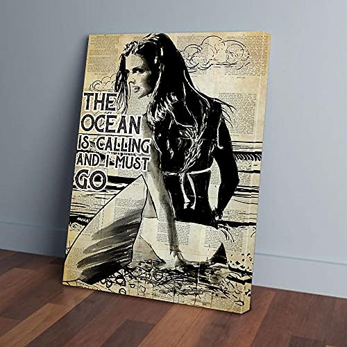 YAASIMOULE Der Ozean ruft und ich muss surfen gehen Leinwanddrucke von YAASIMOULE