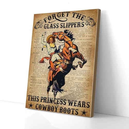 YAASIMOULE Die Prinzessin trägt Cowboystiefel, Reiten, Leinwanddruck, Wandkunst von YAASIMOULE