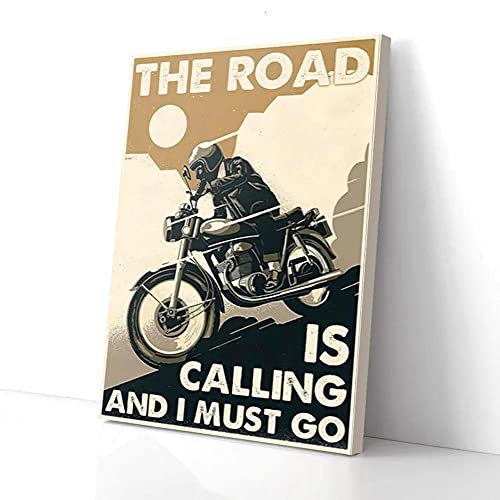 YAASIMOULE Die Straße ruft und ich muss los, Motorrad-Leinwanddrucke, Wandkunst von YAASIMOULE