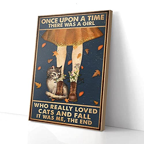 YAASIMOULE Es gab ein Mädchen, das Katzen und Herbst wirklich liebte, Leinwanddrucke, Wandkunst von YAASIMOULE