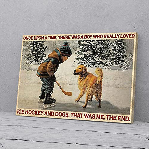 YAASIMOULE Es war einmal ein Junge, der Eishockey und Hunde wirklich liebte. Leinwanddrucke von YAASIMOULE