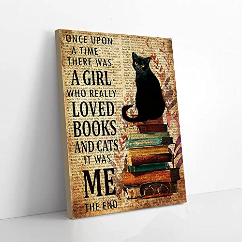 YAASIMOULE Es war einmal ein Mädchen, das Bücher und Katzen wirklich liebte, Leinwanddrucke, Wandkunst von YAASIMOULE