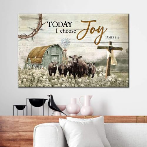 YAASIMOULE Heute wähle ich Joy James 1:2 Wandkunst-Leinwand im Landhausstil von YAASIMOULE