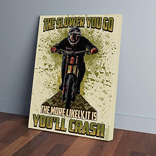 YAASIMOULE Je langsamer Sie fahren, desto wahrscheinlicher ist es, dass Sie einen Unfall haben. Leinwanddrucke mit Motorradmotiv, Wandkunst von YAASIMOULE