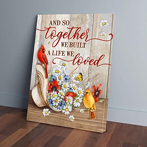 YAASIMOULE Leinwandbild „Gemeinsam bauen wir ein Leben mit Liebe, Hut, Blumen, Kardinal“ von YAASIMOULE