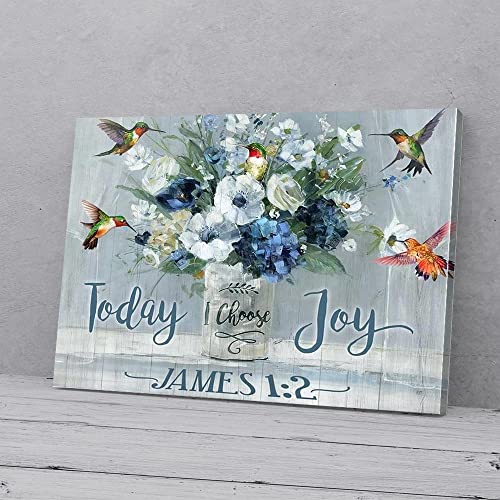 YAASIMOULE Leinwandbild „Heute wähle ich Freude“, Blumen-Kolibri von YAASIMOULE