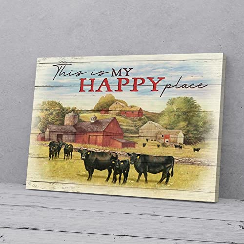 YAASIMOULE Leinwandbild „This Is My Happy Place Farming Angus Cow“ von YAASIMOULE