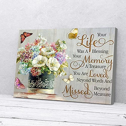 YAASIMOULE Leinwandbild „Your Life Was A Blessing“, Blumen und Schmetterlinge von YAASIMOULE