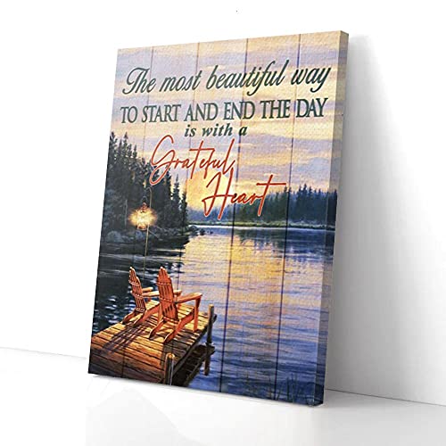 YAASIMOULE Leinwanddrucke mit Aufschrift „The Most Beautiful Way Grateful Heart Chair Love“, Wandkunst von YAASIMOULE
