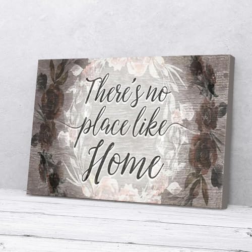 YAASIMOULE There's No Place Like Home Blume Braun Grau Holzrahmen Home Leinwanddrucke Wandkunst Wandkunst von YAASIMOULE