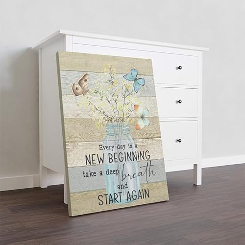 YAASIMOULE Wanddekoration, Wohndeko, Deko Zimmer Schmetterling Jeder Tag ist ein Neuanfang Atme tief durch und beginne von vorne von YAASIMOULE