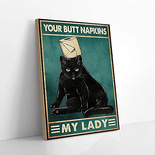 YAASIMOULE Your Butt Servietten My Lady Schwarze Katze mit Toilettenpapier Leinwanddrucke Wandkunst von YAASIMOULE