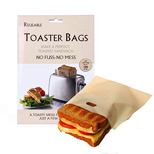 YAASO Toasterbag Wiederverwendbar Toasterbeutel Antihaft-Toastertüten Glutenfreies Sandwich Snack Käse Panini Toastertütchenset für Mikrowellentoaster Bis zu 100-mal wiederverwendbar 7PCS von YAASO