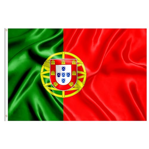 1,5 x 0,9 m große Portugal-Flagge, portugiesische Flagge für Oly 2024 Dekorationen, große Portugal-Flagge für Oly-Spiele 2024, Fußball-Sportveranstaltungen, Feier, Parade, Bar, Garten, von YAAVAAW