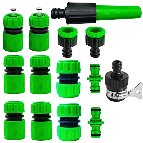 Grundausstattung mit Anschlussteilen,14p Schlauchkupplung,Gartenschlauch Zubehor 1/2 Zoll,Schlauchanschluss Satz - Schlauchverbinder,Zwei Wege Kupplung,Y Verteil,Wasserhahn Anschluss,Reinigungsspritze von YAAVAAW
