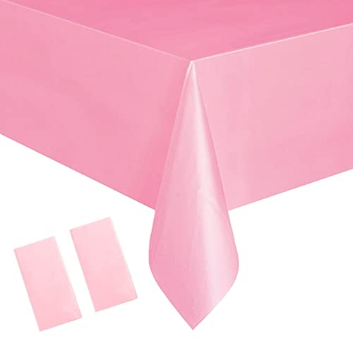 2Stück Einweg Tischdecke Rosa Kunststoff Tischdecken Rechteckig,137*274cm Tischdecke Rolle Wasserdichte Ölbeständig Garten Tischtuch Papiertischdecke für Party,Kindergeburtstag,Hochzeiten,Weihnachten von YAAVAAW