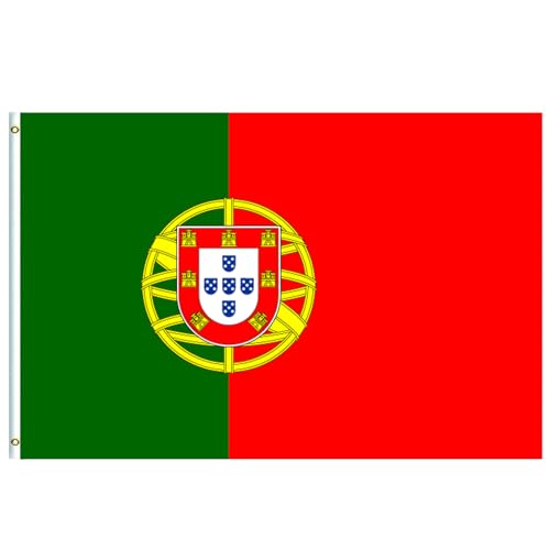 Portugal Flagge Groß Portugal Fahne 90x150cm,Portugiesisch Flagge Nationalflagge Oly Flagge Portugal Fanartikel Portugal Flag mit Messing-Ösen für Oly Deko 2024,Euro Fußball EM Fahne von YAAVAAW