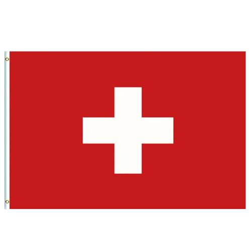 Schweiz Flagge Groß Schweiz Fahne 90x150cm,Schweizer Flagge Nationalflagge Oly Flagge Schweiz Fanartikel Switzerland Flag mit Messing-Ösen für Oly Deko 2024,Euro Fußball EM Fahne von YAAVAAW