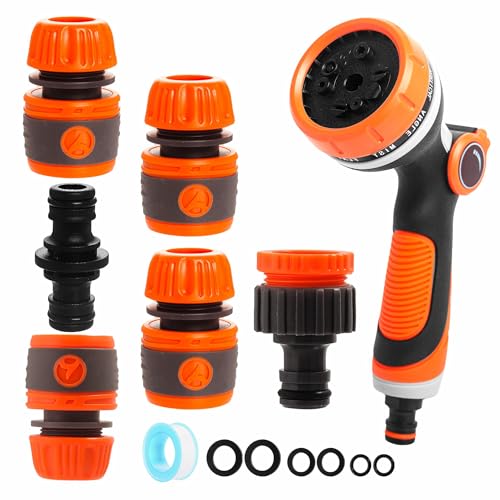 Gartenschlauch Rohr Spritzpistole Schlauchtülle Multi Einstellbare Muster mit Wasserhahn Schlauchverbinder und Armaturen Set, Hochdruck-Wasserschlauch Spritzpistole für Pflanzen Rasen Bewässerung Auto von YAAVAAW