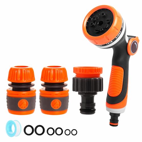 Gartenschlauch Rohr Spritzpistole Schlauchtülle Multi Einstellbare Muster mit Wasserhahn Schlauchverbinder und Armaturen Set, Hochdruck-Wasserschlauch Spritzpistole für Pflanzen Rasen Bewässerung Auto Gartenschlauch Rohr Spritzpistole Schlauchtülle Multi Einstellbare Muster mit Wasserhahn Schlauchverbinder und Armaturen Set, Hochdruck-Wasserschlauch Spritzpistole für Pflanzen Rasen Bewässerung Auto von YAAVAAW