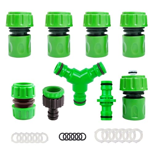 9 Stück Garten Schlauchkupplung 3/4 Zoll Kupplung,Schlauchanschluss Satz mit Schlauchverbinder 3/4 Zoll,Zwei Wege Kupplung,Y Verteil,2in1 Wasserhahn Anschluss für Gartenschlauch Schneller Anschluss von YAAVAAW