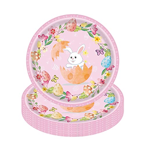 YAAVAAW 16 Stück Oster-Party-Pappteller 23 cm, Happy Easter Geschirr Dekor Ostern Dessertteller grüne Eier Muster Einweg-Pappteller für Kinder Erwachsene Ostern Party Supplies Tischdekorationen von YAAVAAW