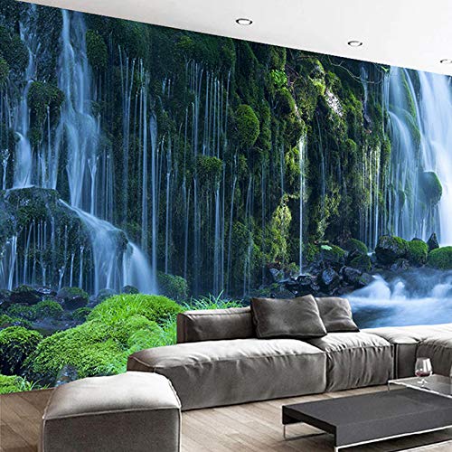 YABAOST 3D Effekt Wandbild Pvc Tapete 360X250Cm - Fototapete Poster Aufkleber Pflanzen Bäume Wasserfall Diy Selbstklebende Wandbild Pvc Wasserdichte Tapete Dekoratives Wandbild Aus Vinyl von YABAOST