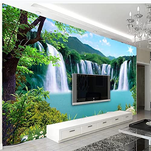 YABAOST Selbstklebendes Wandbild 140X70Cm 3D Wandtattoo Wandsticker Schlafzimmer Wasserfall Bäume Landschaft Wanddeko Wandaufkleber Wohnzimmer Tapete Wasserdichtes Pvc Wandbild Hintergrund von YABAOST