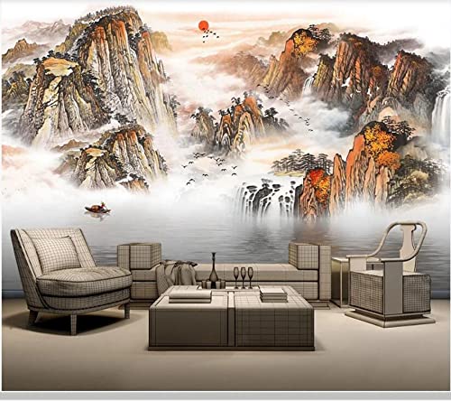 YABAOST Selbstklebendes Wandbild 300X200Cm 3D Wandtattoo Wandsticker Schlafzimmer Berge Wolken Landschaft Wanddeko Wandaufkleber Wohnzimmer Tapete Wasserdichtes Pvc Wandbild Hintergrund von YABAOST