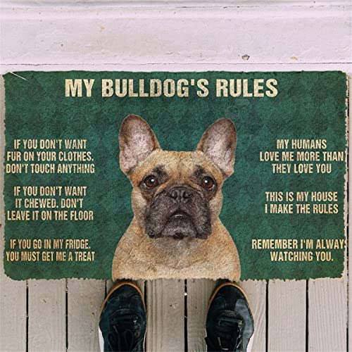 YACANNA Fußmatte für Innen Außen Waschbare 3D Please Remember Bulldog'S House Rules Fußmatte rutschfeste Tür Fußmatten Dekoration 50x80cm von YACANNA