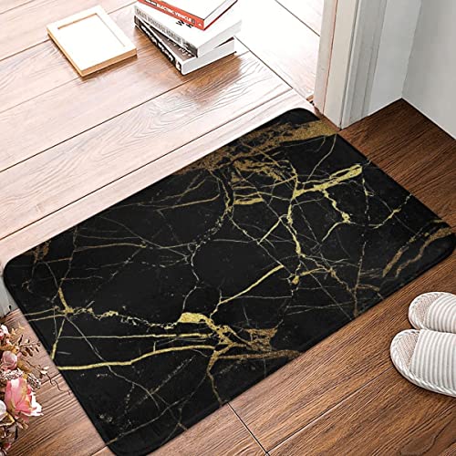 YACANNA Fußmatte für Innen Außen Waschbare Fußmatte Aus Schwarzem Und Goldenem Marmor Teppich Dekoration Badezimmer Küche Wohnzimmer 40x60cm von YACANNA