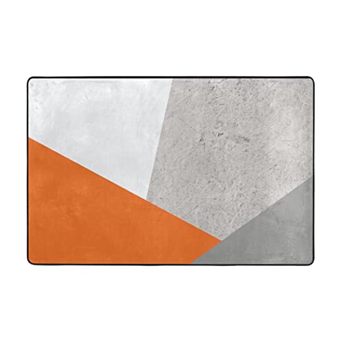 YACANNA Fußmatte für Innen Außen Waschbare Grau Orange Und Beton Farbblock Fußmatte Teppich Bodendekoration Badezimmer Küche Balkon 40x60cm von YACANNA