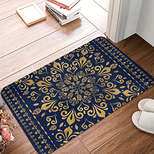 YACANNA Fußmatte für Innen Außen Waschbare Orientalisches Damast Ornament Fußmatte Teppich Bodendekoration Badezimmer Küche Wohnzimmer 60x90cm von YACANNA