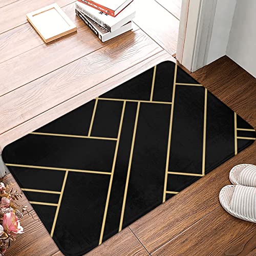 YACANNA Fußmatte für Innen Außen Waschbare Schwarz Gold Stein Geometrische Fußmatte Teppich Boden Dekor Badezimmer Küche Schlafzimmer 60x90cm von YACANNA