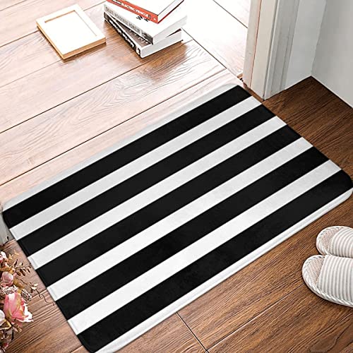 YACANNA Fußmatte für Innen Außen Waschbare Schwarz Weiß Gestreifte Fußmatte Teppich Dekor Badezimmer Küche Schlafzimmer 60x90cm von YACANNA