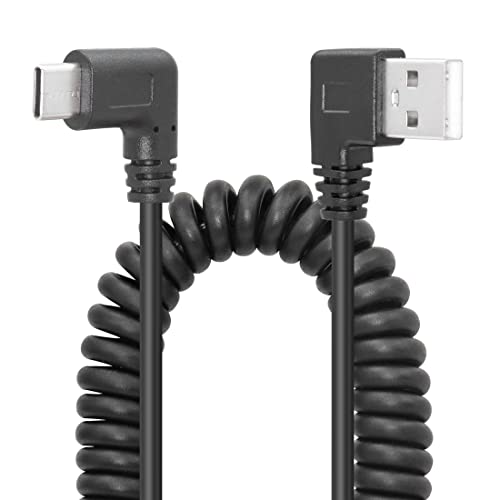 YACSEJAO USB C Ladekabel 90 Grad Spiralkabel USB Typ C Kabel Schnelles Laden und Datensynchronisieren L-Form Powerline Kabel mit den meisten Typ C USB Geräten, Linker Winkel von YACSEJAO