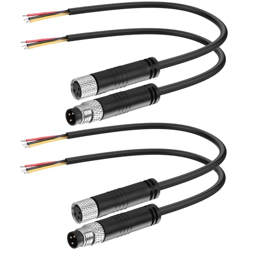 YACSEJAO 2 Paar M8 3 Pin Serielles Kabel 2 Männlich+2 Weiblich M8 Stecker 3 Pin Feld Verdrahtbarer Stecker IP67 Industrieller Sensor Wasserdichter Stecker Verdrahtung Kabel (3 Stecknadel) von YACSEJAO